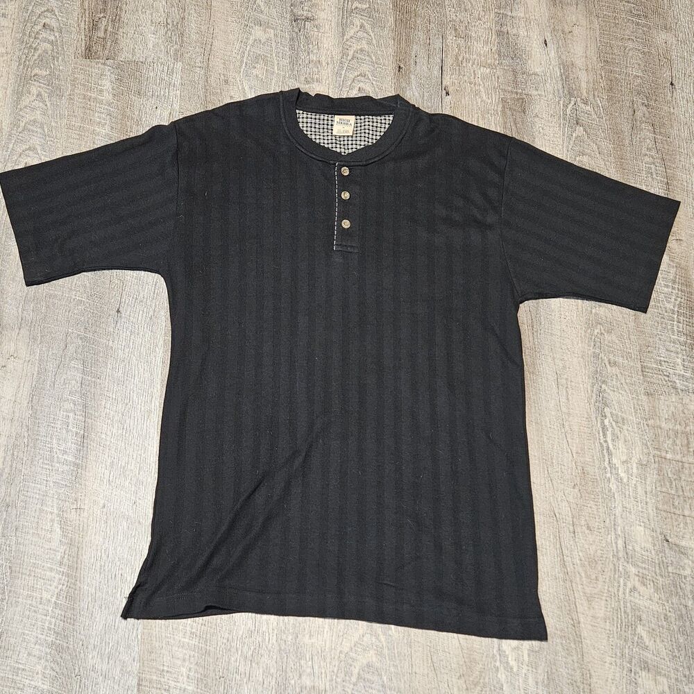 High Sierra Men's Heavy Short Sleeve Henley Shirt Black Size Medium